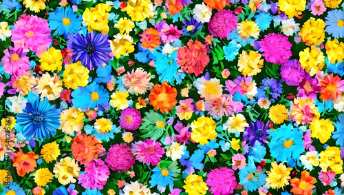 カラフルな花の背景　テクスチャ　素材