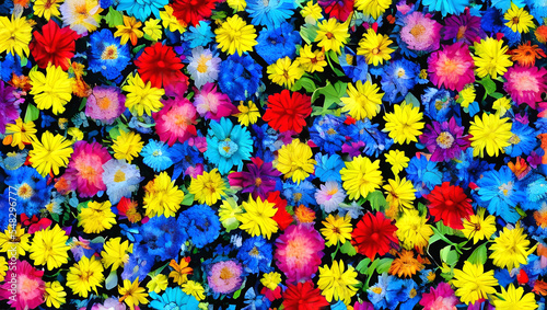 カラフルな花の背景　テクスチャ　素材
