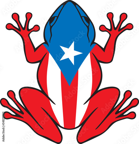 Puerto Rico Rana Frog with Flag (Common Coqui). Vector Illustration. photo