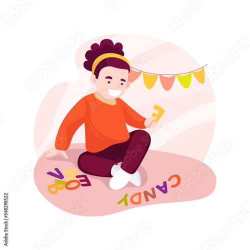 Making words with letters isolated cartoon vector illustration.