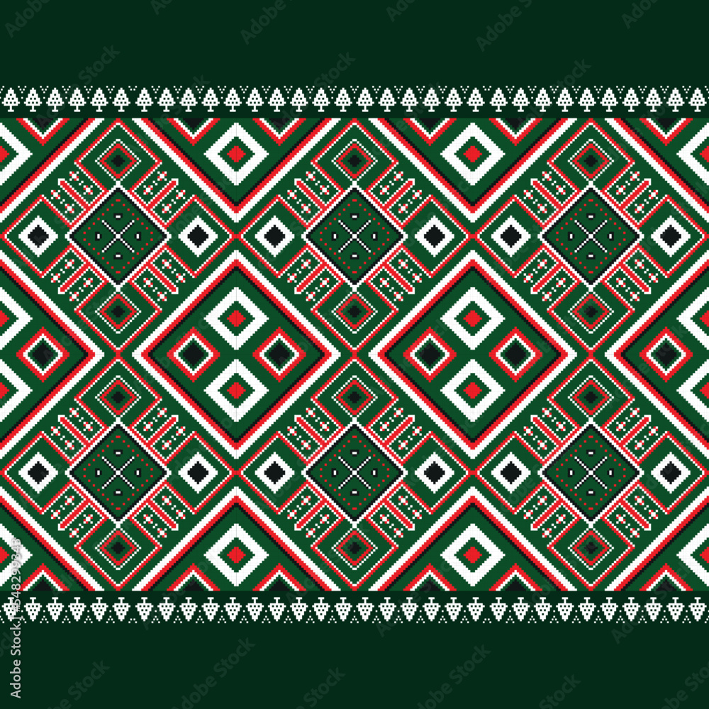 christmas seamless pattern. pixels and vector art.