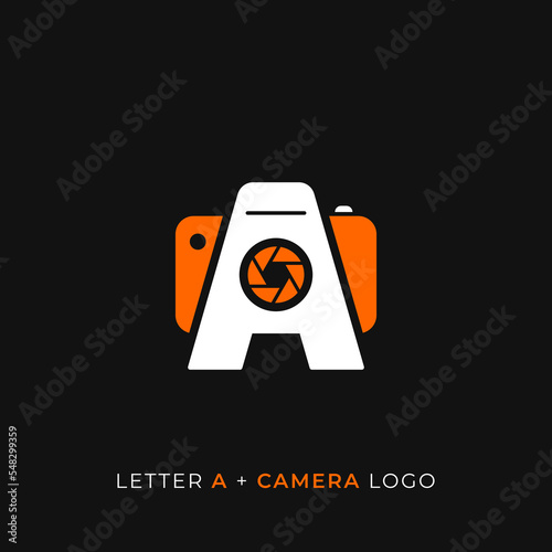 Letter A and photography camera logo