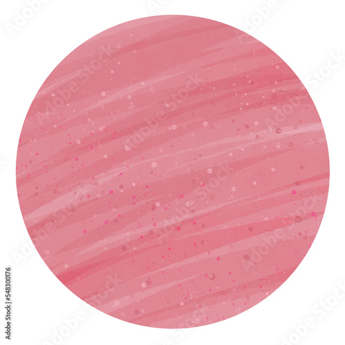 Pink watercolor brushstrokes circle on transparent background 