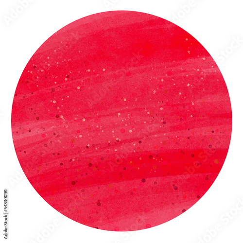 Red watercolor brushstrokes circle on transparent background 