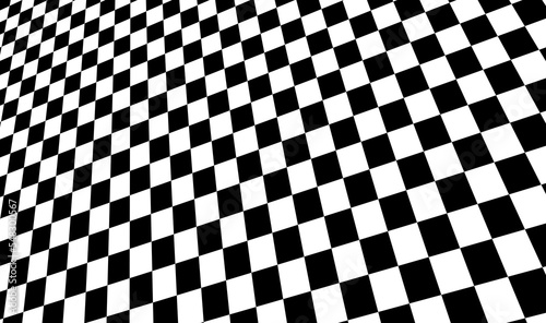 distorted background. view of a sloped floor with a black checkered pattern