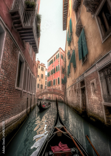 Canvas Print Venice Gondola ride through the narrow canals