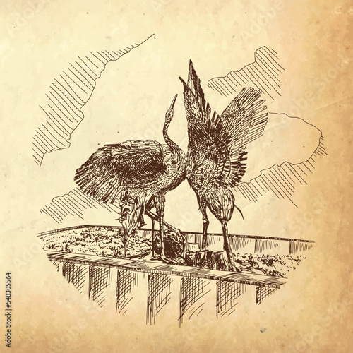 Wallpaper Mural Sculpture of a pair of dancing birds cranes Torontodigital.ca