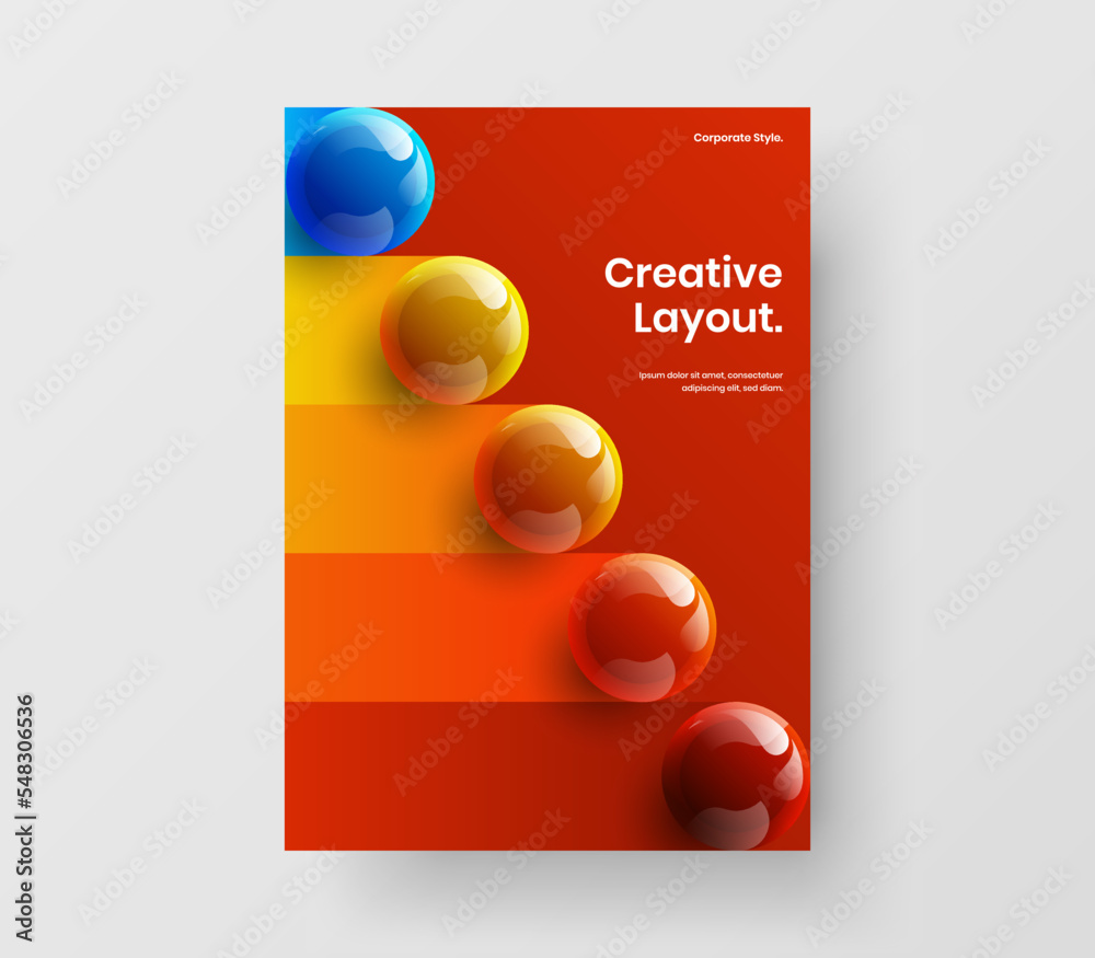 Geometric handbill A4 design vector template. Premium 3D spheres poster concept. Geometric handbill A4 design vector template. Premium 3D spheres poster concept.