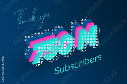 750 Million  subscribers celebration greeting banner with Multi Layers Design photo