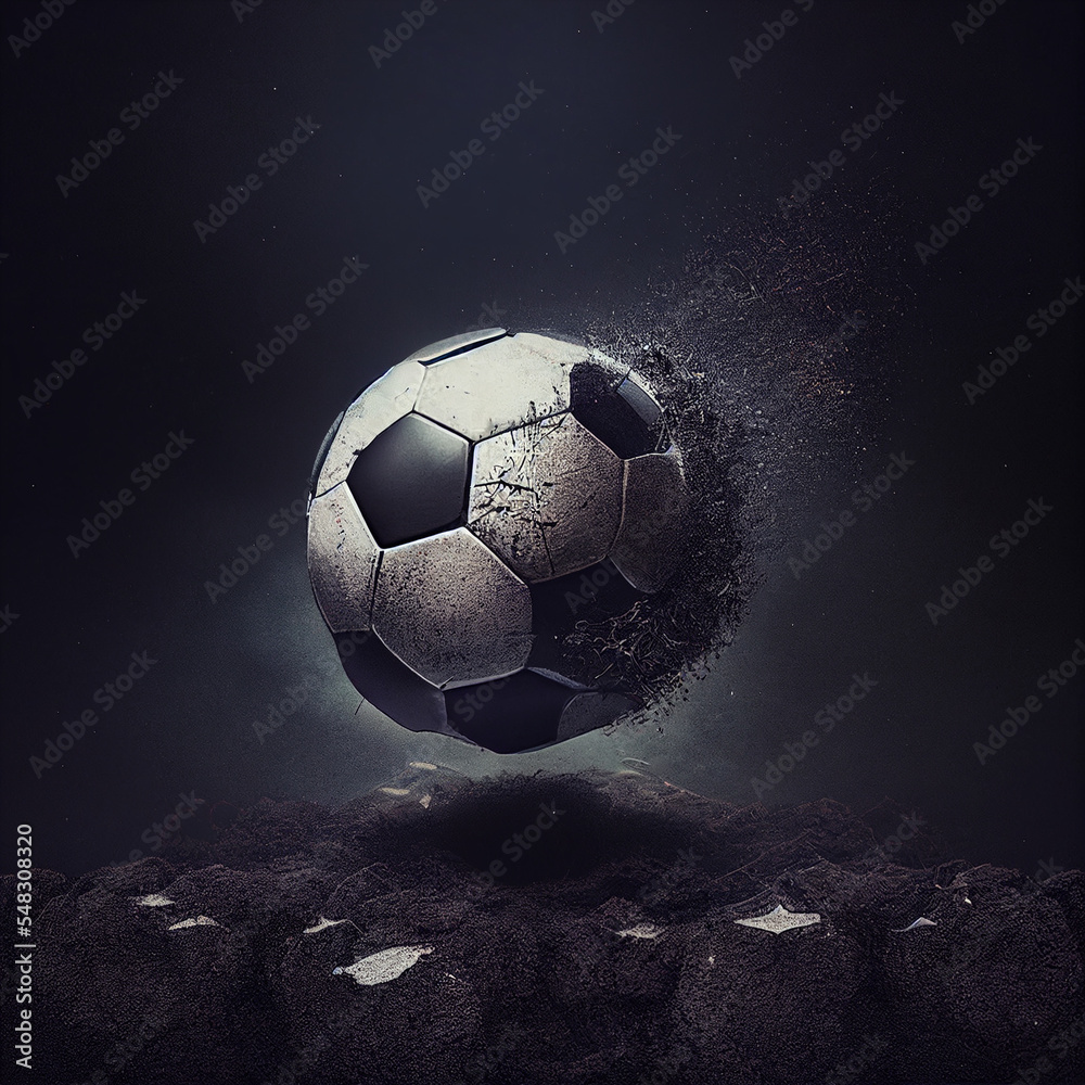 soccer ball in the night dust