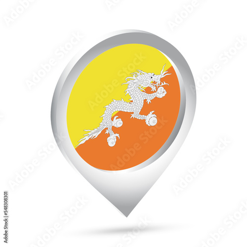 Bhutan flag 3d pin icon