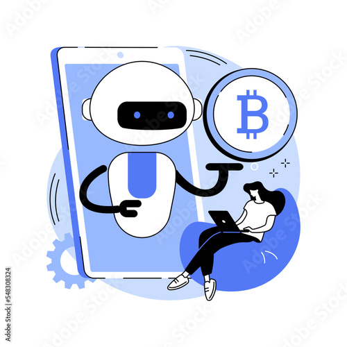 Crypto trading bot abstract concept vector illustration.