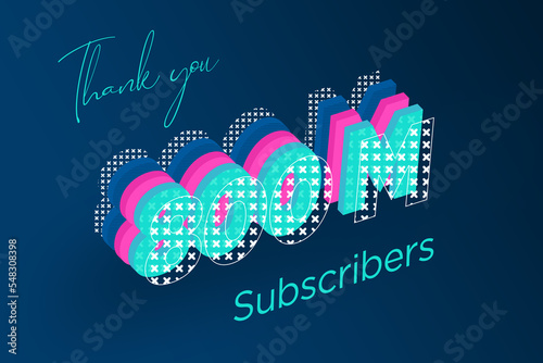 800 Million  subscribers celebration greeting banner with Multi Layers Design photo