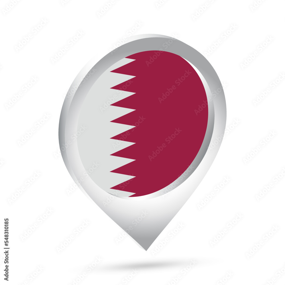Qatar flag 3d pin icon Qatar flag 3d pin icon