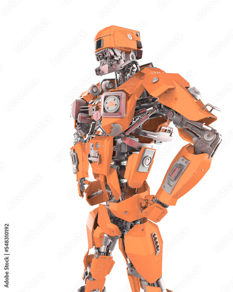 cyber mechis is doing a power pose side view cyber mechis is doing a power pose side view