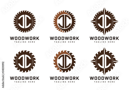Monogram C Letter in sawmill. Perfect for woodworker, industrial and construction logos