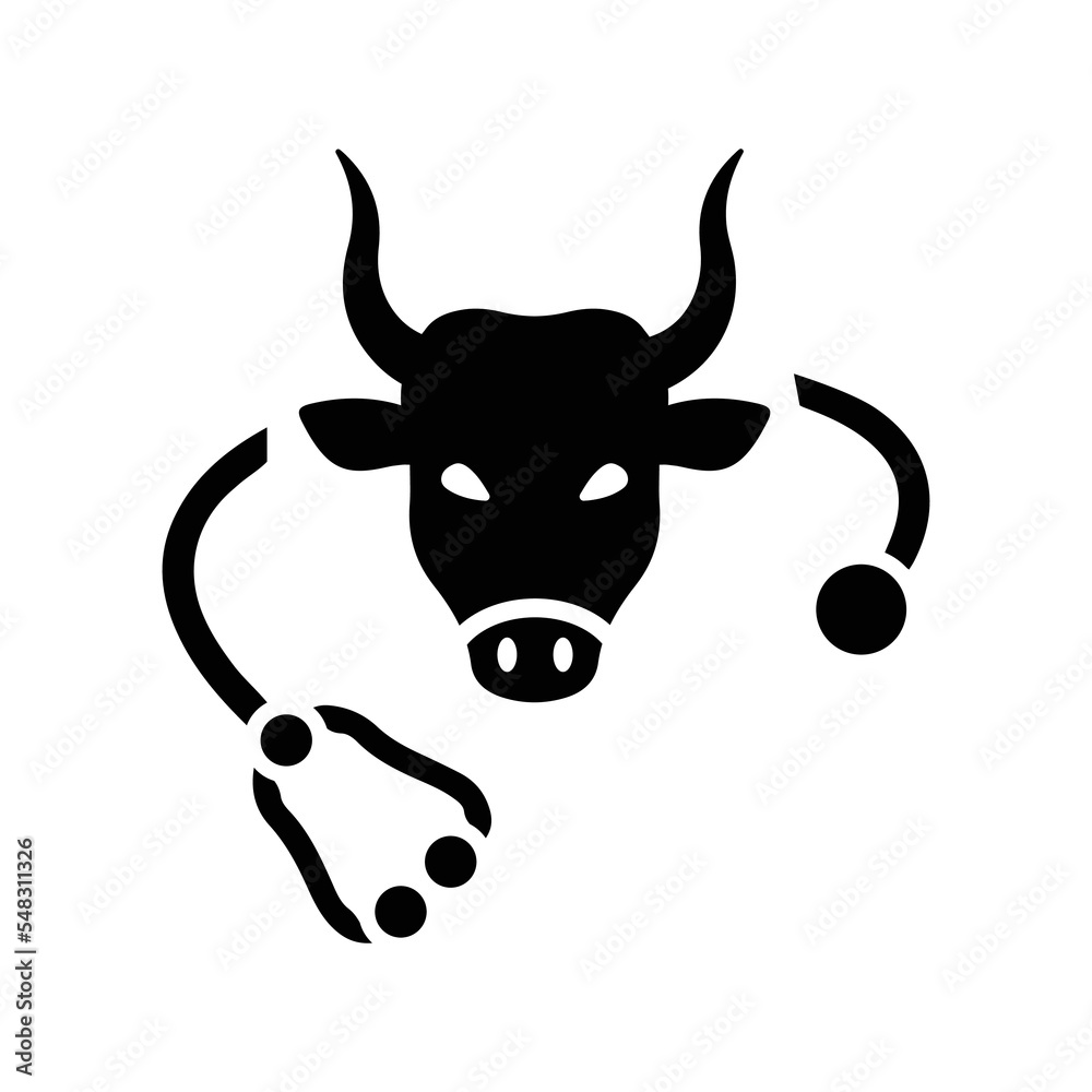 Knowledge, agriculture, cow veterinary icon. Black vector graphics.