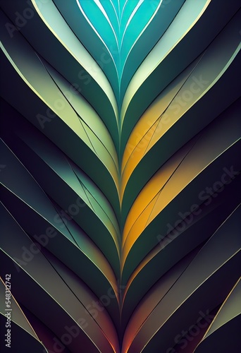 Symmetrical leaf pattern abstract background illustration. 3d art.