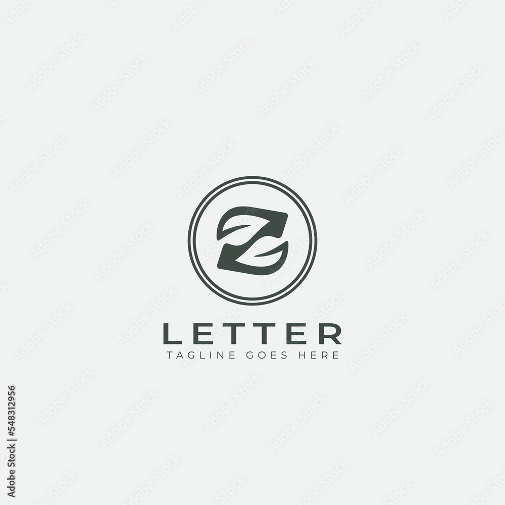 Z letter with negative space leaf logo icon Z letter with negative space leaf logo icon