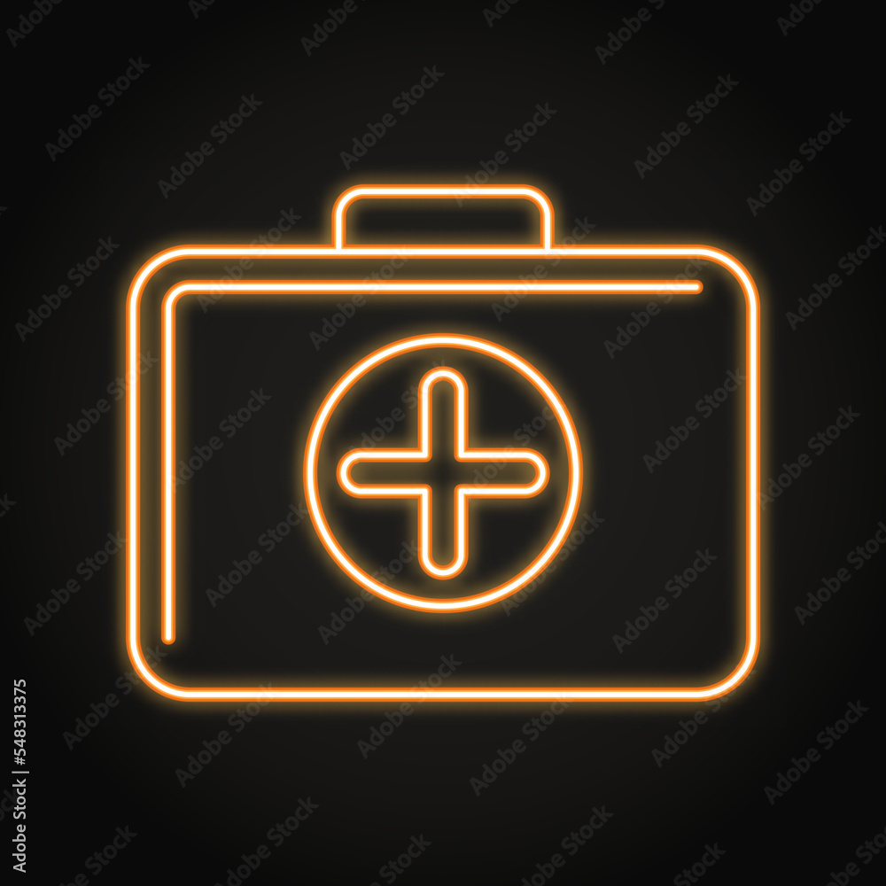 First aid kit neon icon First aid kit neon icon