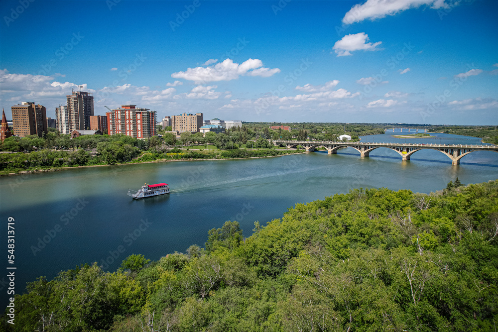 Naklejka premium Downtown Aerial View of the City of Saskatoon