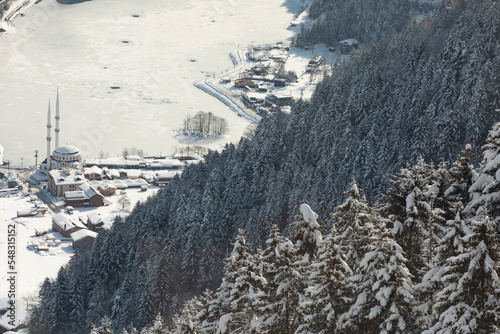 Uzungol Lake in the Winter Season, Caykara Trabzon, Turkey photo