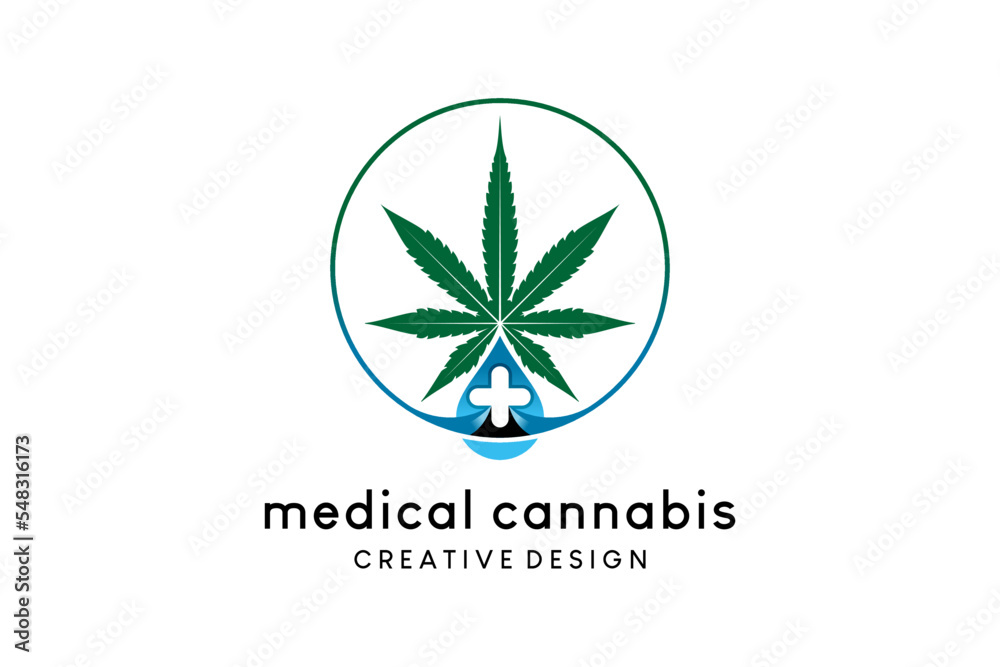Medical cannabis logo design with creative concept