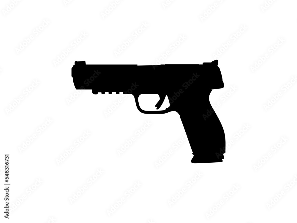 Silhouette of Pistol Gun for Logo, Pictogram, Art Illustration, Website or Graphic Design Element. Vector Illustration Silhouette of Pistol Gun for Logo, Pictogram, Art Illustration, Website or Graphic Design Element. Vector Illustration