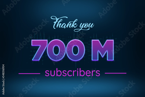 700 Million subscribers celebration greeting banner with Purple Glowing Design
