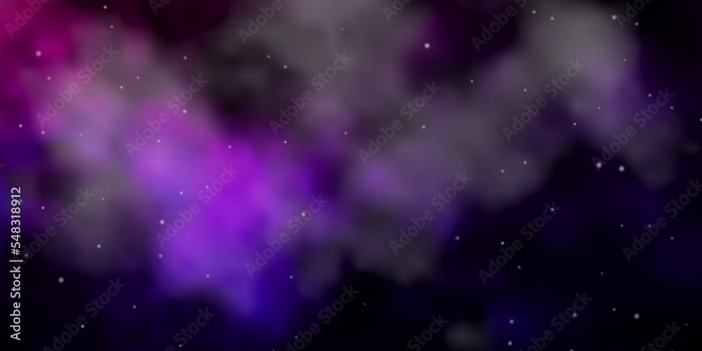Dark Purple, Pink vector background with small and big stars.
