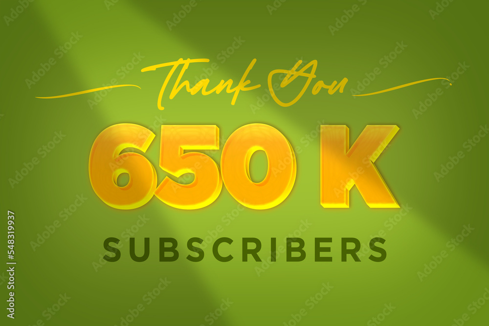Naklejka premium 650 K subscribers celebration greeting banner with Yellow Design