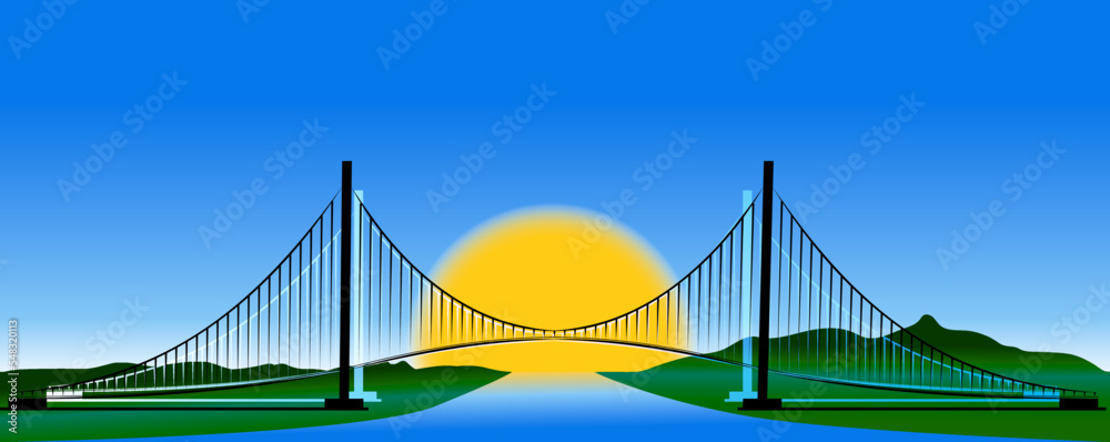 Fototapeta premium Braila City Bridge Over The Danube River Landmark
