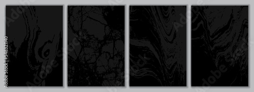 Black Marble Background Set. Dark Luxury Texture Collection