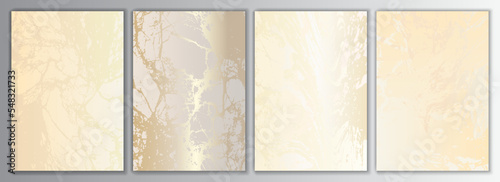 Gold Marble Background Set. Elegant Beige Texture Collection