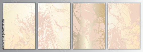 Gold and Rose Gold Marble Background Set. Elegant Texture Collection
