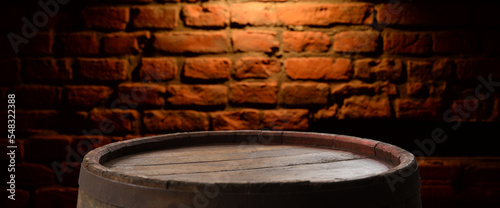 Wine casks at the winery. Stacked Wine barrels at the german winery. High quality photo