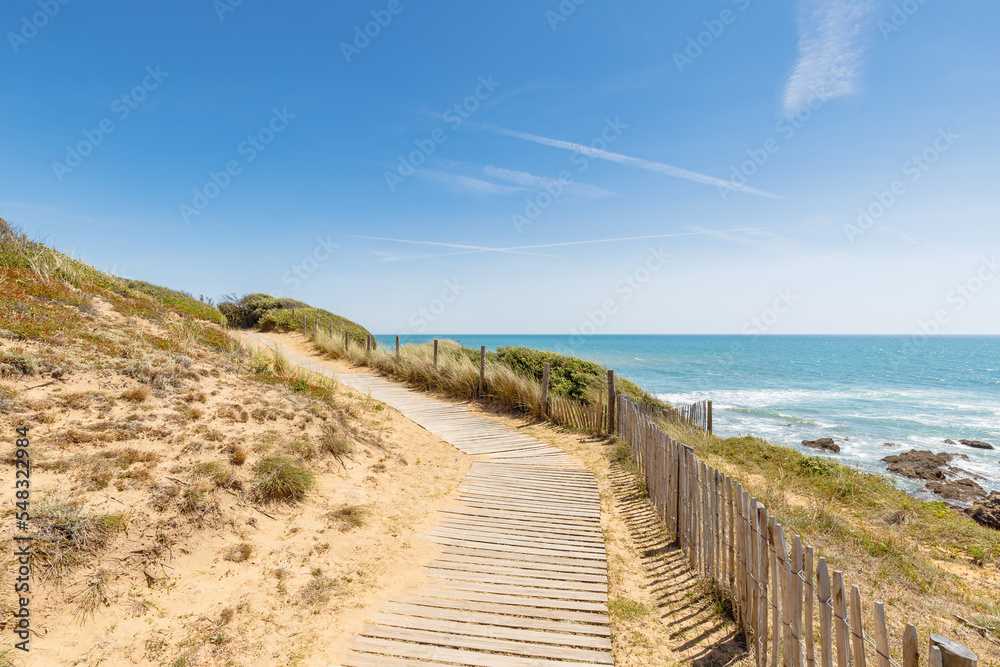 view of Pointe du Payre beach, Jard sur mer, France