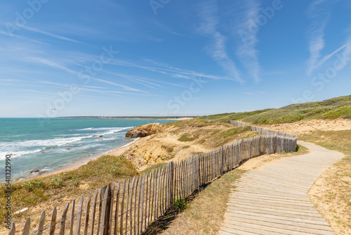 view of Pointe du Payre beach, Jard sur mer, France
