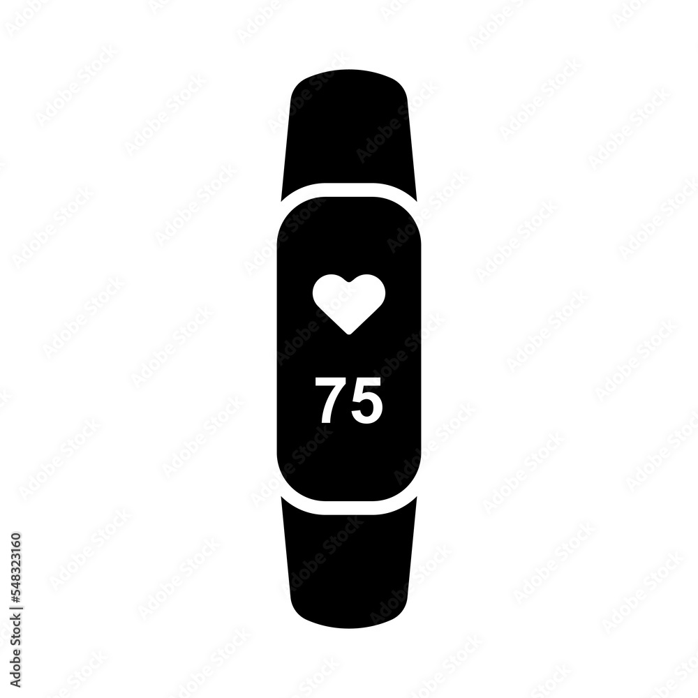 Fitness bracelet icon. Black silhouette. Vertical front side view. Vector simple flat graphic illustration. Isolated object on a white background. Isolate. Fitness bracelet icon. Black silhouette. Vertical front side view. Vector simple flat graphic illustration. Isolated object on a white background. Isolate.