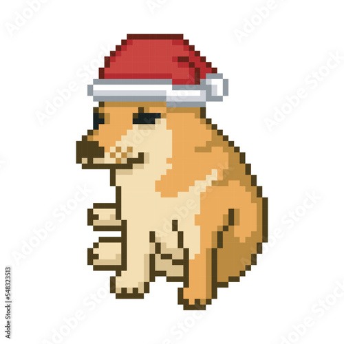Christmas dog icon, pixel art meme