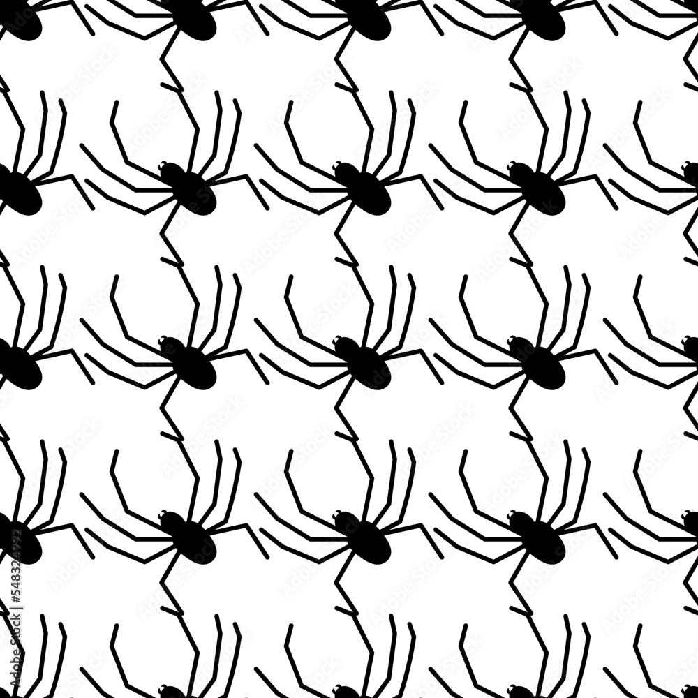 Spider vector seamless pattern on a white background. Insect pattern print on textiles, paper, wrapping paper theme