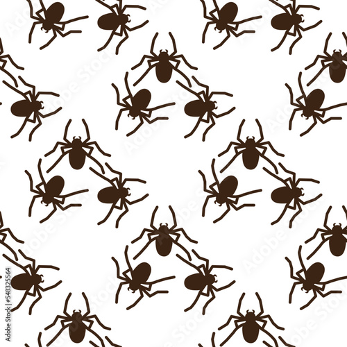 Spider vector seamless pattern on a white background. Insect pattern print on textiles, paper, wrapping paper theme © Anna Eshka