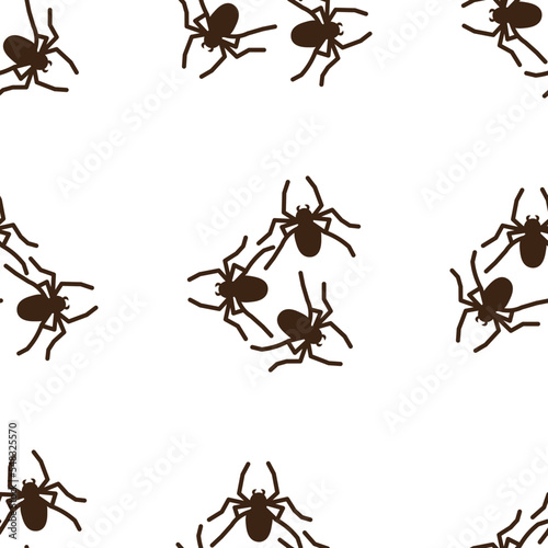 Spider vector seamless pattern on a white background. Insect pattern print on textiles, paper, wrapping paper theme © Anna Eshka