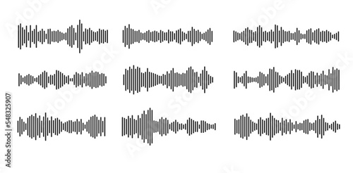 podcast sound waveform icon for music player  video editor  voise message in social media chats  voice assistant  dictaphone. vector illustration logo