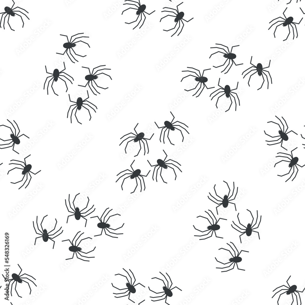Spider vector seamless pattern on a white background. Insect pattern print on textiles, paper, wrapping paper theme