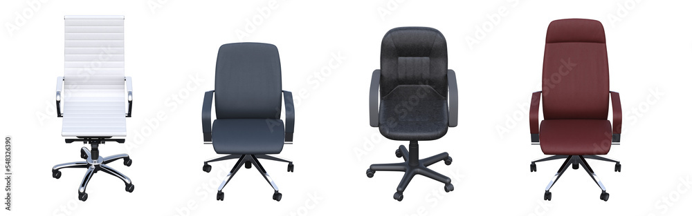 office chair isolate on a transparent background, interior furniture, 3D illustration, cg render