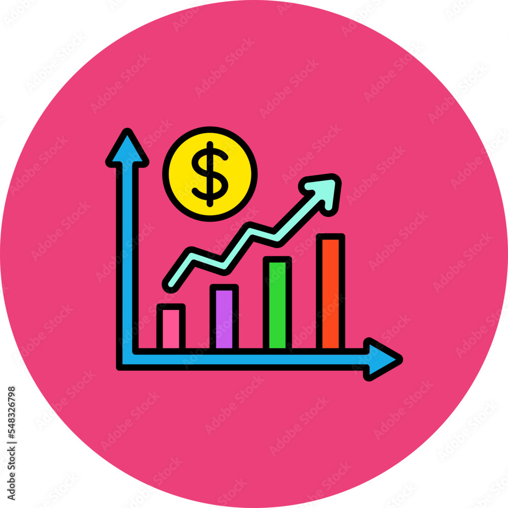 Profit Chart Multicolor Circle Filled Line Icon Profit Chart Multicolor Circle Filled Line Icon