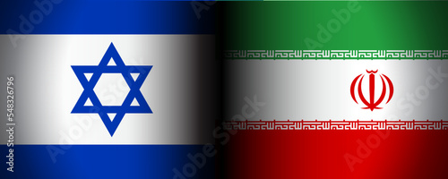 Israel VS Iran Flag War Conflict Vector Illustration Background