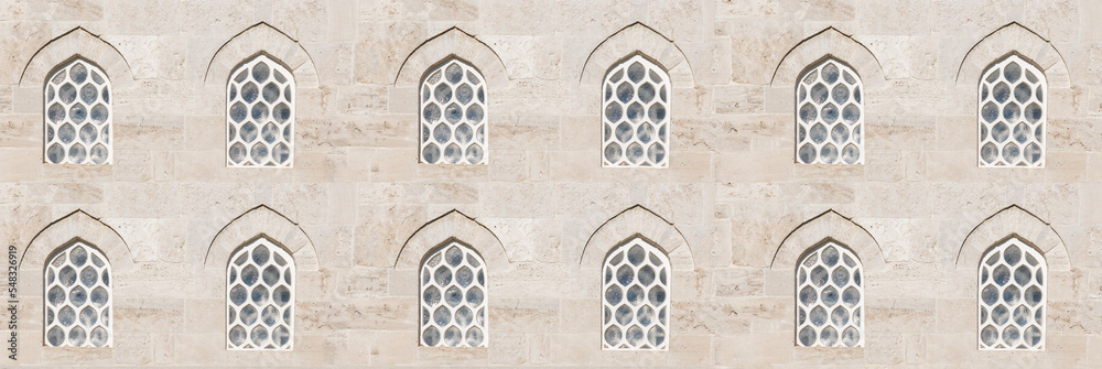 Ottoman antique windows in row