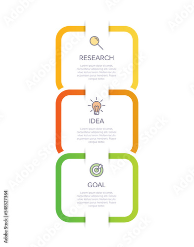 Vertical infographic design with icons and 3 options or steps. Thin line. Infographics business concept. Can be used for info graphics, flow charts, presentations, mobile web sites, printed materials.